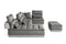 David Ferrari Panorama - Italian Modern Grey Fabric + Grey Leather Modular Sectional Sofa