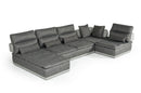 David Ferrari Panorama - Italian Modern Grey Fabric + Grey Leather Modular Sectional Sofa