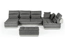 David Ferrari Panorama - Italian Modern Grey Fabric + Grey Leather Modular Sectional Sofa