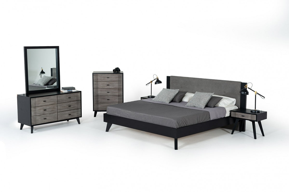 Nova Domus Panther Contemporary Grey & Black Bedroom Set