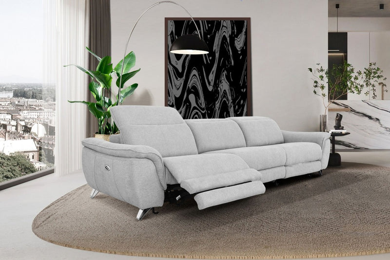 Divani Casa Paul - Contemporary Grey Fabric Sofa w/ Electric Recliners