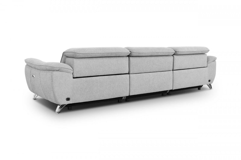 Divani Casa Paul - Contemporary Grey Fabric Sofa w/ Electric Recliners