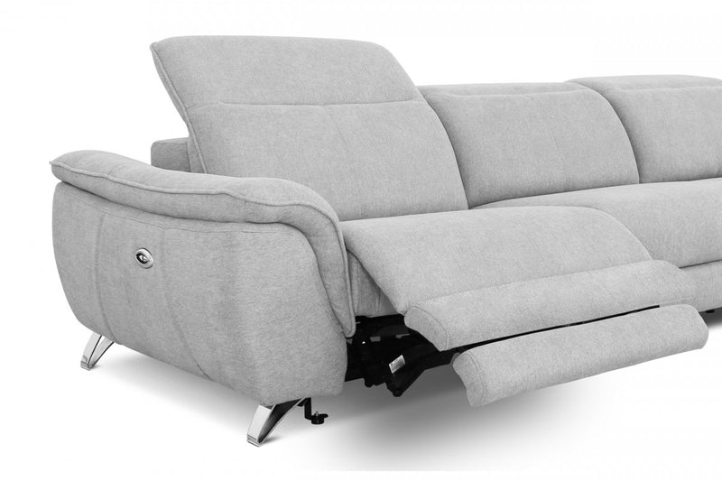 Divani Casa Paul - Contemporary Grey Fabric Loveseat w/ Electric Recliners