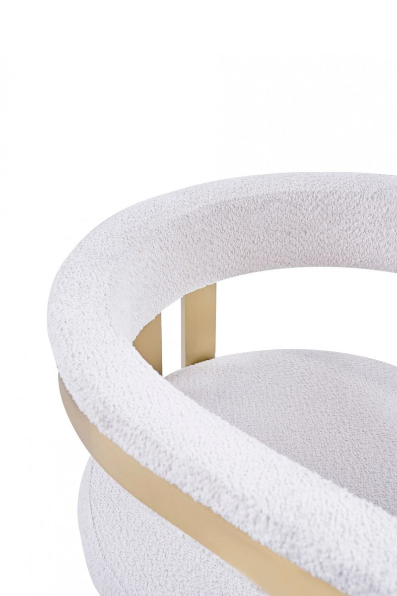 Modrest Pontiac - Modern Beige Sherpa & Gold Dining Chair