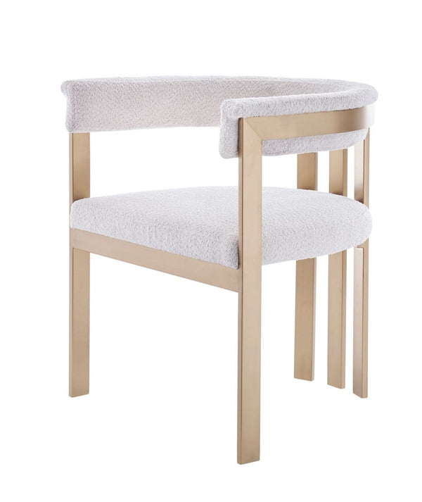 Modrest Pontiac - Modern Beige Sherpa & Gold Dining Chair