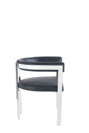 Modrest Pontiac - Modern Black Vegan Leather and Stainless Steel Dining Chair