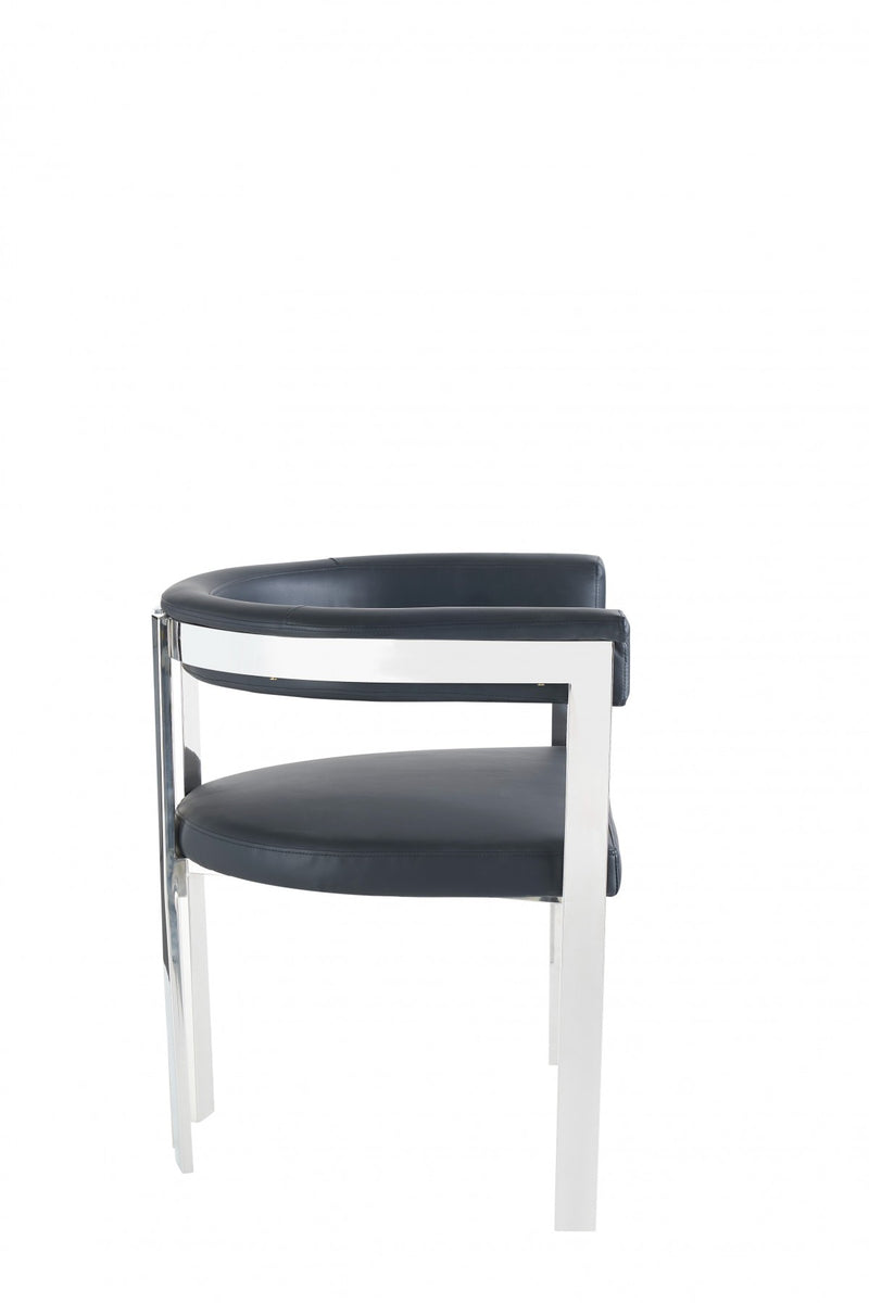 Modrest Pontiac - Modern Black Vegan Leather and Stainless Steel Dining Chair