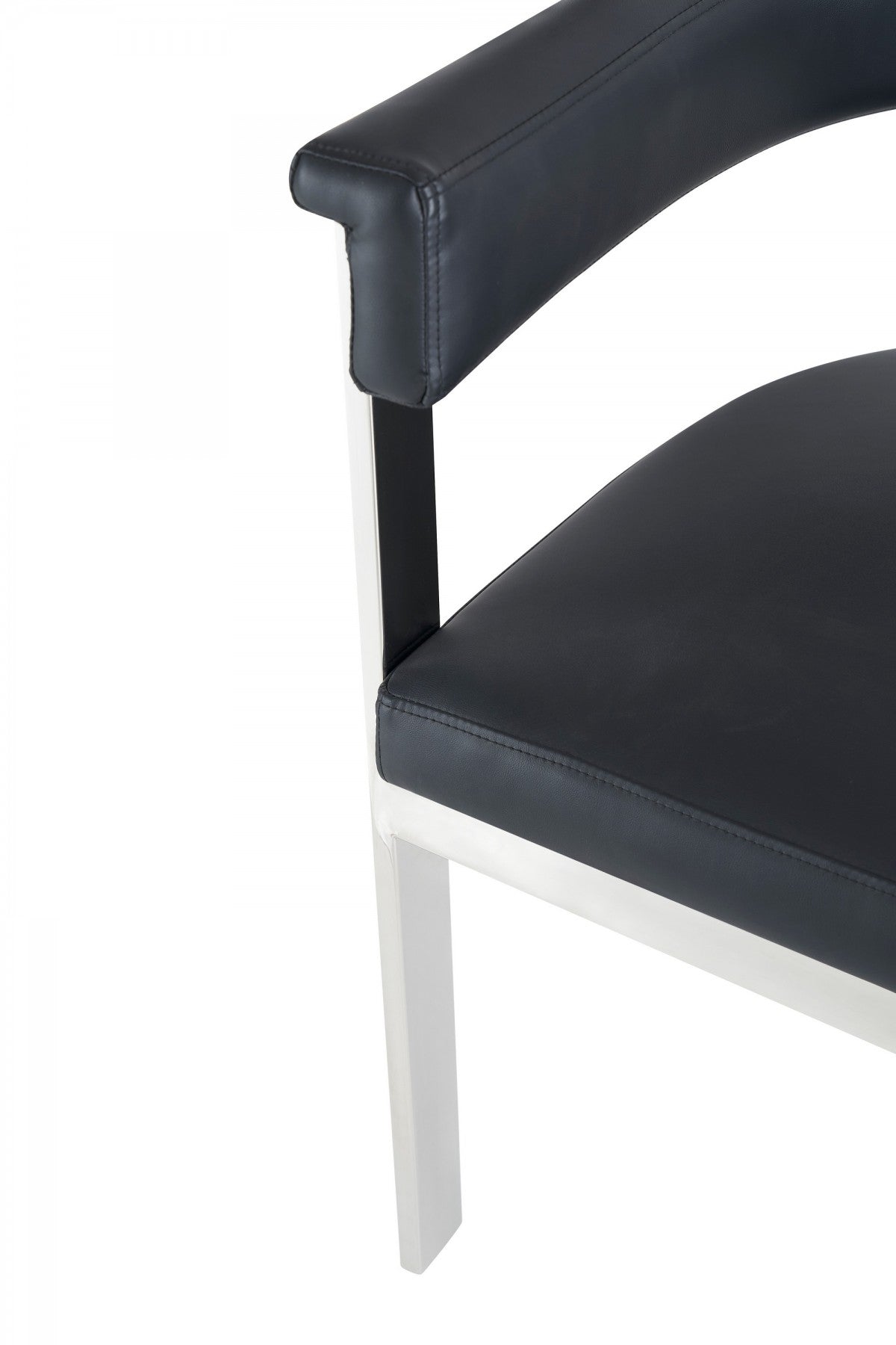 Modrest Pontiac - Modern Black Vegan Leather and Stainless Steel Dining Chair