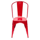 Lucie Backrest Red Steel Dining Chairs (Set of 4)
