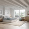 One Upholstered Platform Bed in Pearl