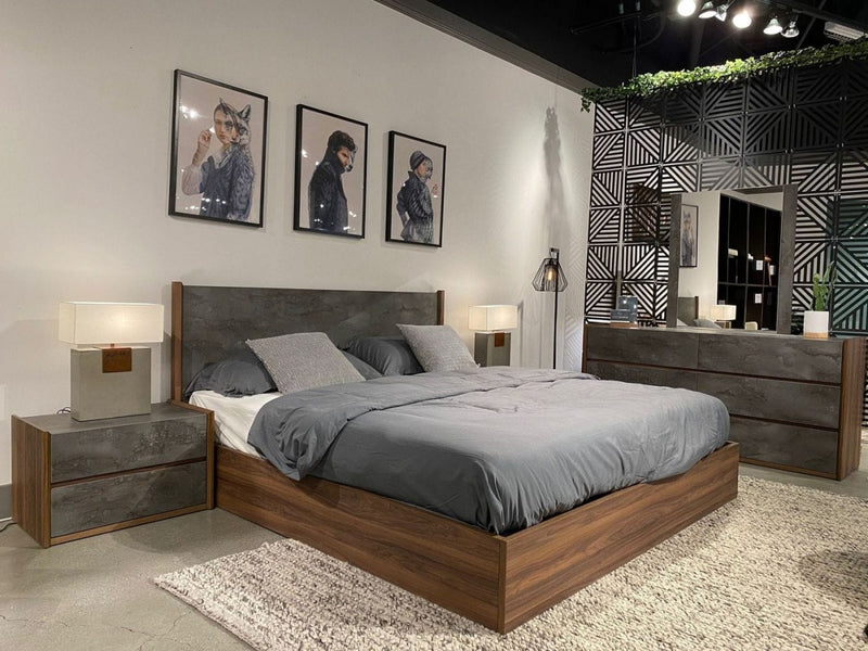 Nova Domus Rado - Modern Walnut & Volcanic Slate Bed