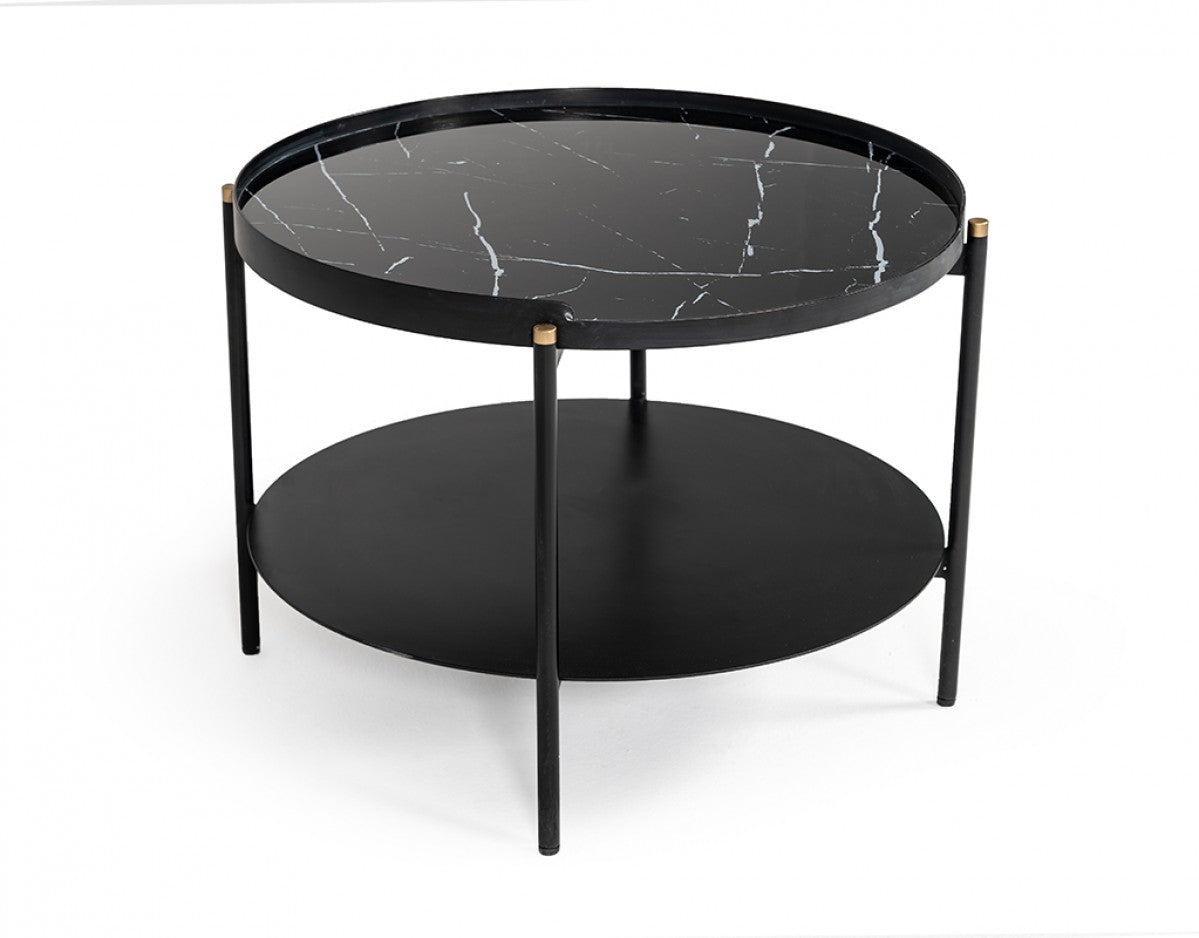 Modrest Randal Modern Round Black Metal Coffee Table