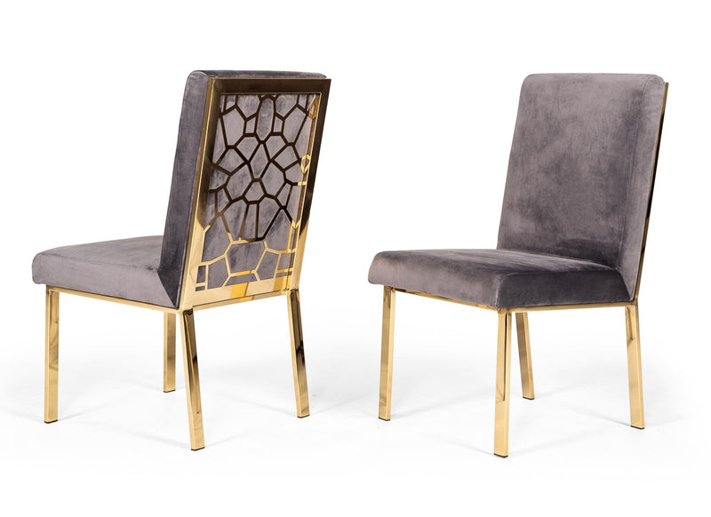 Modrest Reba Modern Velvet & Gold Dining Chair (Set of 2)