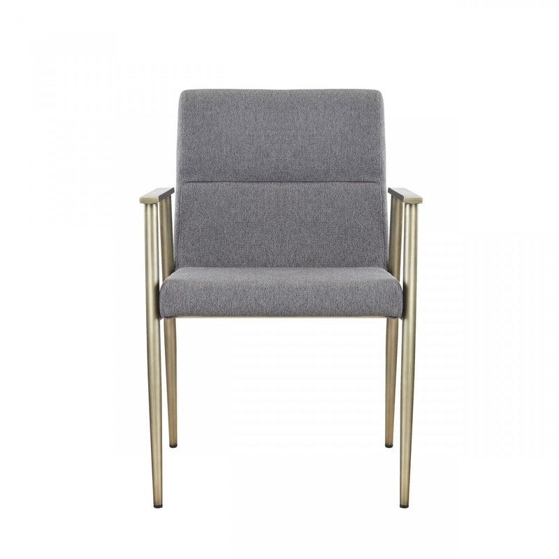 Modrest Sabri - Contemporary Grey & Antique Brass Arm Dining Chair