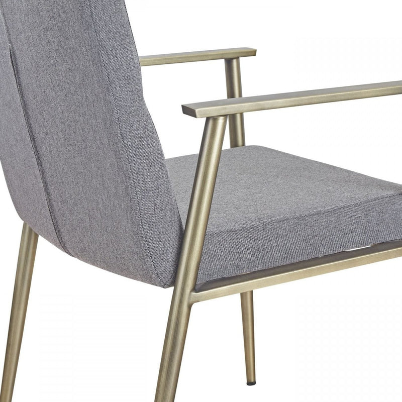 Modrest Sabri - Contemporary Grey & Antique Brass Arm Dining Chair