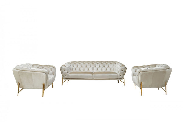 Divani Casa Stella - Transitional Beige Velvet Sofa Set