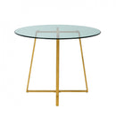 Modrest Swain - Modern Clear Glass & Gold Round Dining Table