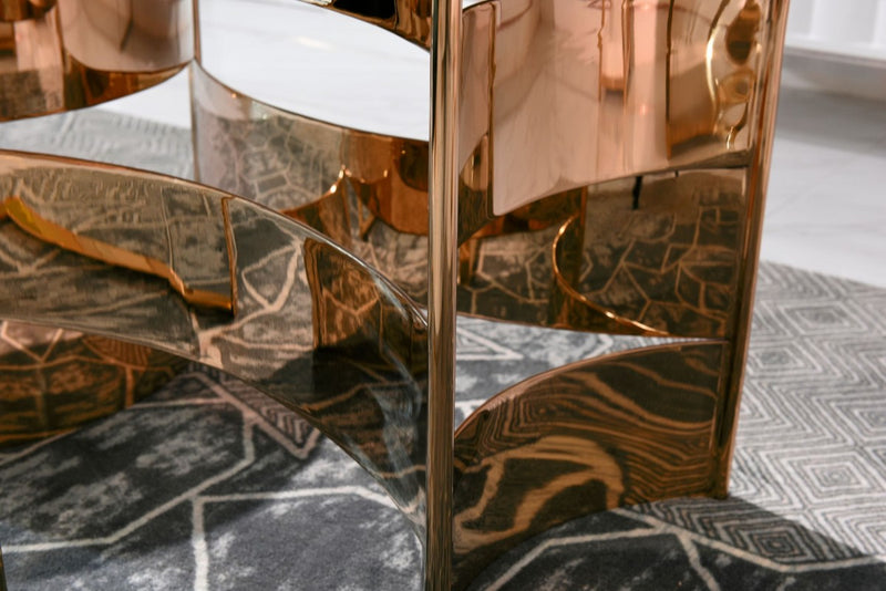 Modrest Marmot - White Marble and Rose Gold Dining Table