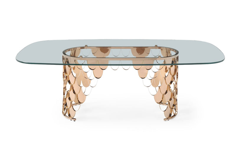 Modrest Javier Modern Glass & Rosegold Dining Table