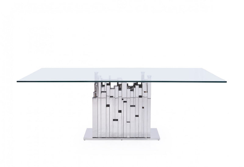 Modrest Edwin Modern Glass & Stainless Steel Dining Table