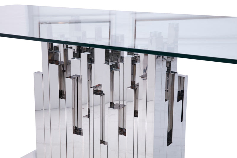 Modrest Edwin Modern Glass & Stainless Steel Dining Table