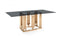 Modrest Token Modern Smoked Grey Glass & Rosegold Dining Table