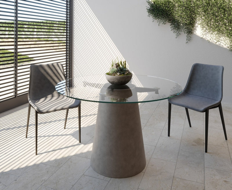 Nova Domus Essex - Contemporary Concrete, Metal and Glass Round Dining Table