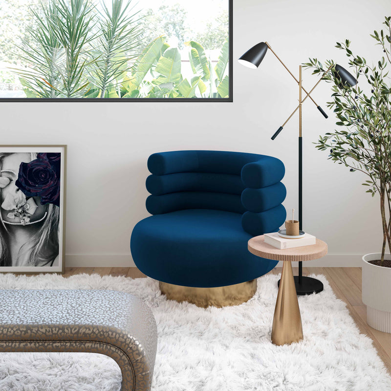 Naomi Navy Velvet Swivel Chair