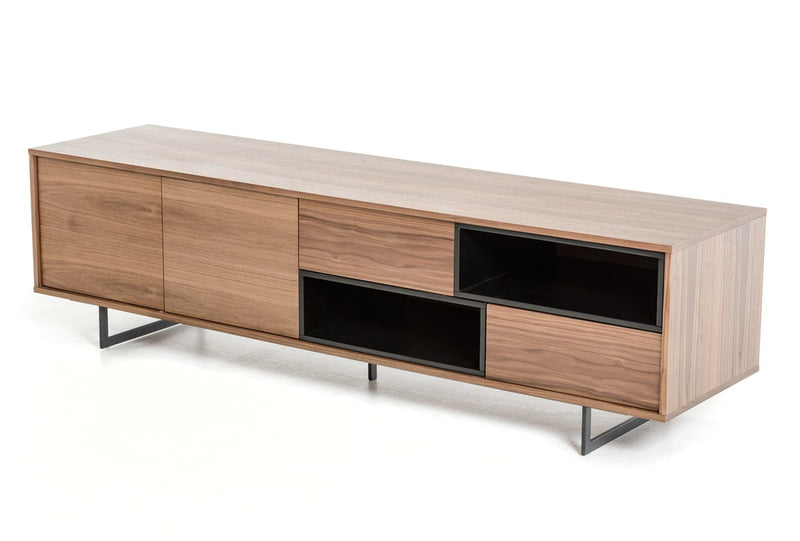 Modrest Torlonia Modern Walnut & Black TV Stand