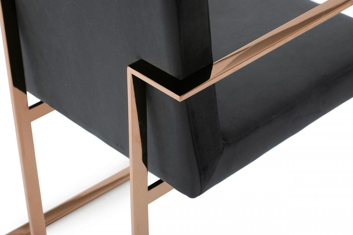 Modrest Trea - Modern Black Velvet & Rosegold Dining Chair
