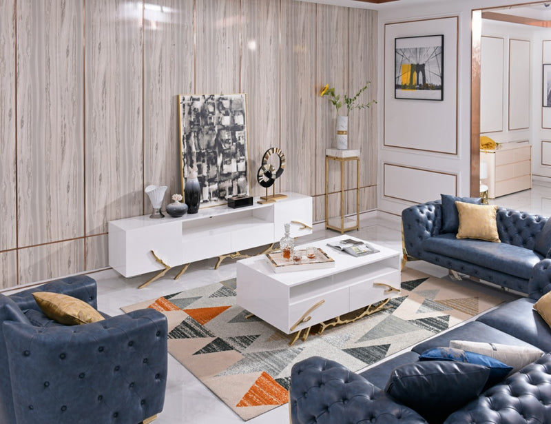 Modrest Legend Modern White & Gold TV Stand