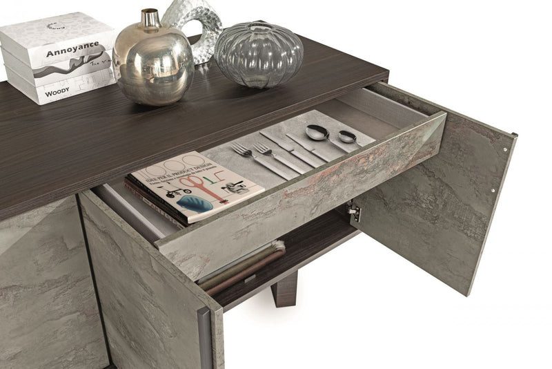 Nova Domus Amsterdam - Modern Grey Volcano & Eucalyptus Oak Buffet