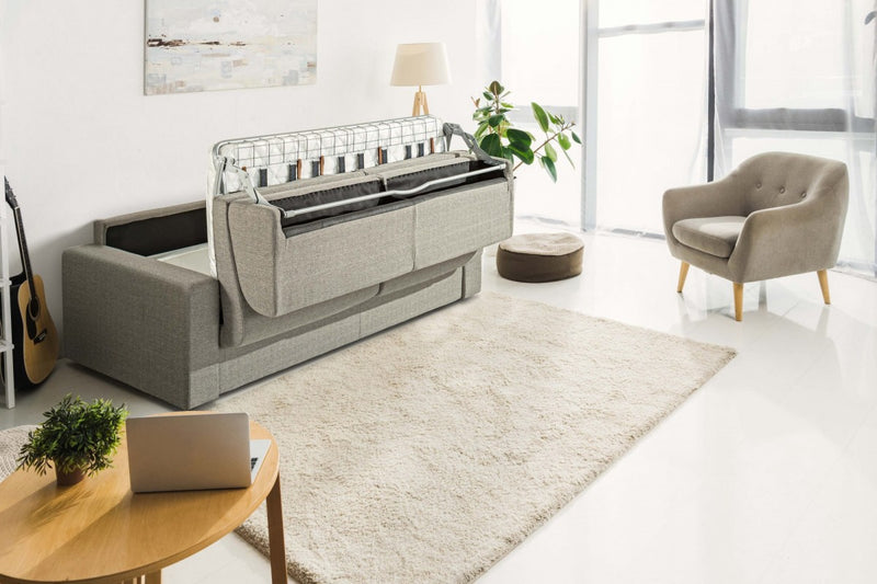 Modrest Made in Italy Urrita - Modern Gray Fabric Sofa Bed w/ Queen Size Mattress