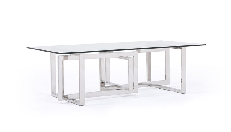 Modrest Valiant Modern Glass & Stainless Steel Coffee Table  by Hollywood Glam