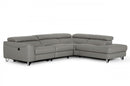 Divani Casa Versa - Modern Grey Teco-Leather Left Facing Sectional Sofa with Recliner