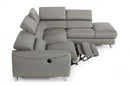 Divani Casa Versa - Modern Grey Teco-Leather Left Facing Sectional Sofa with Recliner