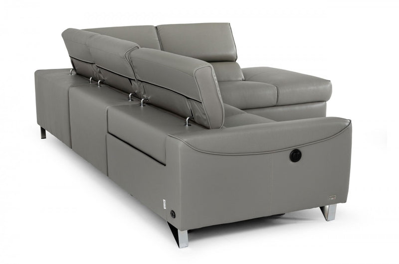 Divani Casa Versa - Modern Grey Teco-Leather Left Facing Sectional Sofa with Recliner
