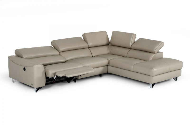 Divani Casa Versa - Modern Grey Teco-Leather Left Facing Sectional Sofa with Recliner