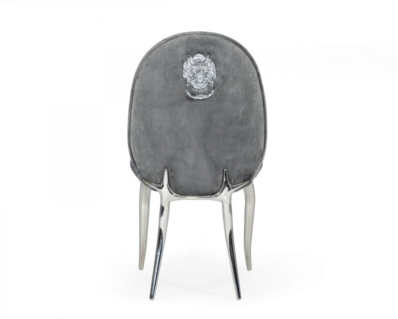 Modrest Vince - Modern Grey Velvet Dining Chair Set of 2