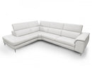 Coronelli Collezioni Viola - Italian Contemporary Grey Leather Left Facing Sectional Sofa