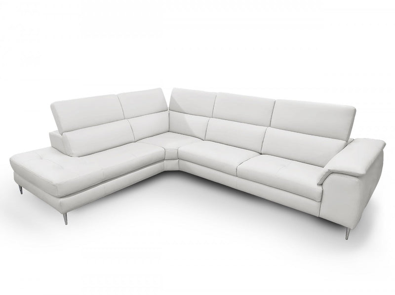 Coronelli Collezioni Viola - Italian Contemporary Grey Leather Left Facing Sectional Sofa
