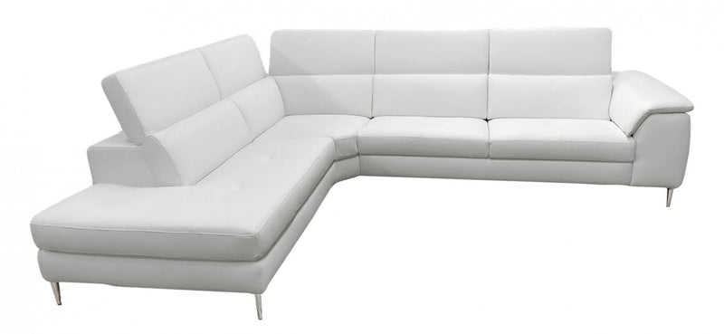 Coronelli Collezioni Viola - Italian Contemporary Grey Leather Left Facing Sectional Sofa