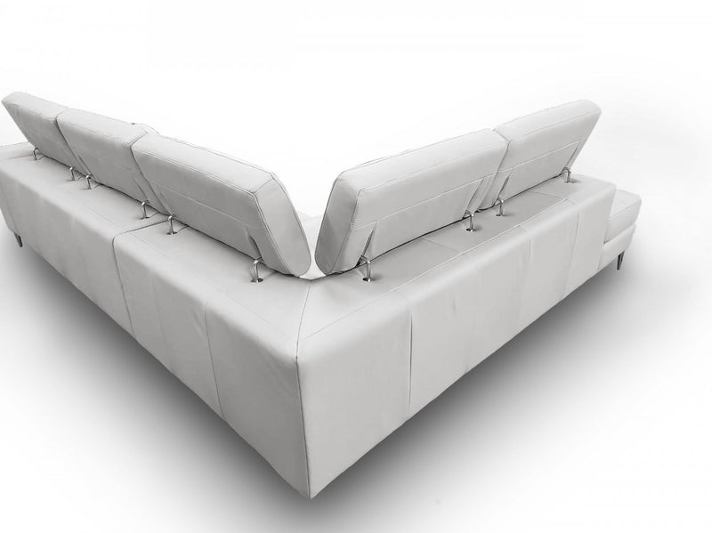 Coronelli Collezioni Viola - Italian Contemporary Grey Leather Left Facing Sectional Sofa
