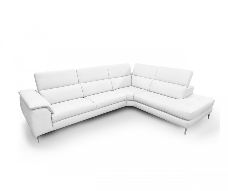 Coronelli Collezioni Viola - Italian Contemporary White Leather Right Facing Sectional Sofa