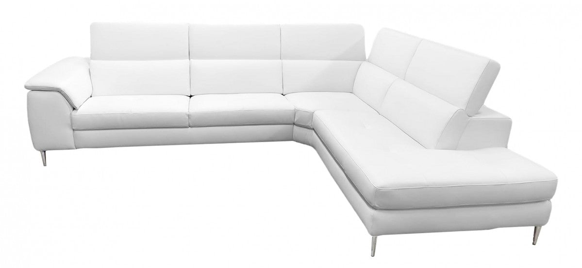 Coronelli Collezioni Viola - Italian Contemporary White Leather Right Facing Sectional Sofa