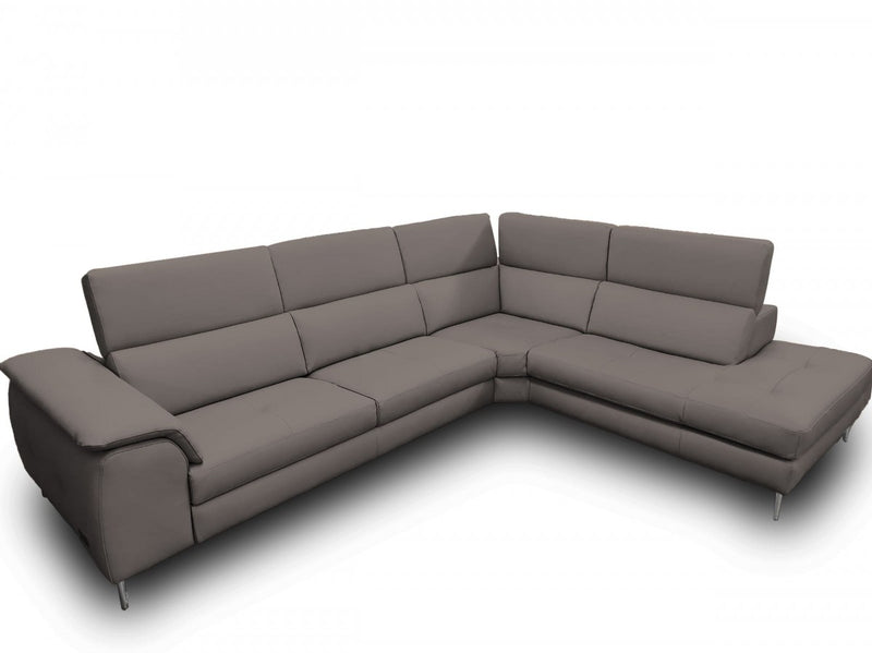 Coronelli Collezioni Viola - Italian Contemporary Grey Leather Right Facing Sectional Sofa