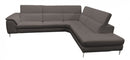 Coronelli Collezioni Viola - Italian Contemporary Grey Leather Right Facing Sectional Sofa