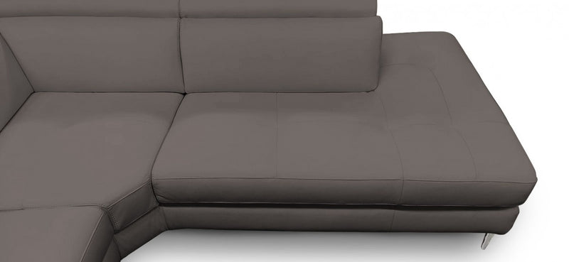 Coronelli Collezioni Viola - Italian Contemporary Grey Leather Right Facing Sectional Sofa