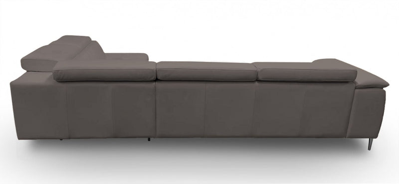 Coronelli Collezioni Viola - Italian Contemporary Grey Leather Right Facing Sectional Sofa