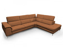 Coronelli Collezioni Viola - Italian Contemporary Cognac Leather Right Facing Sectional Sofa